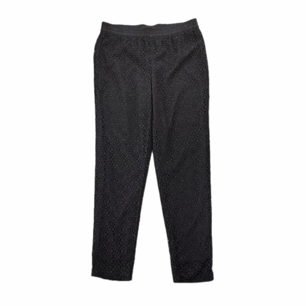 Chico’s Sz 0 Black Lace Pull On Whimsygoth Workwear Coquette Chic Ankle Pants